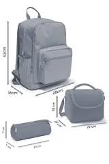 Coral High Kids Lacivert Koyu Gri Bej Renkli 3’lü Okul Çanta Seti SET0123693