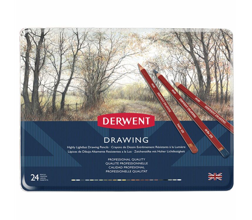 Derwent Drawing Pencils Renkli Çizim Kalemi Seti 24'lü Teneke Kutu