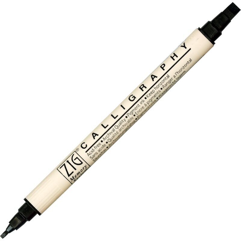 Zig Calligraphy Çift Uçlu Kaligrafi Kalemi 2 mm + 5 mm 010-Pure Black