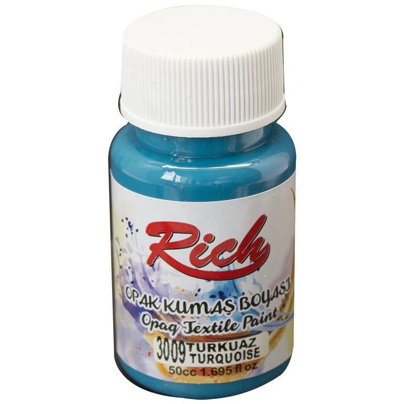 RİCH OPAK KUMAŞ BOYASI 50 CC. 3009 TURKUAZ