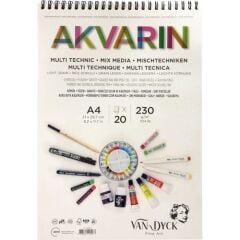 Van Dyck Akvarin Çok Amaçlı Defter A4 230GR Spiralli 20 Yaprak