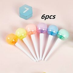 Lolipop Desenli Fosforlu Kalem 6 Renk