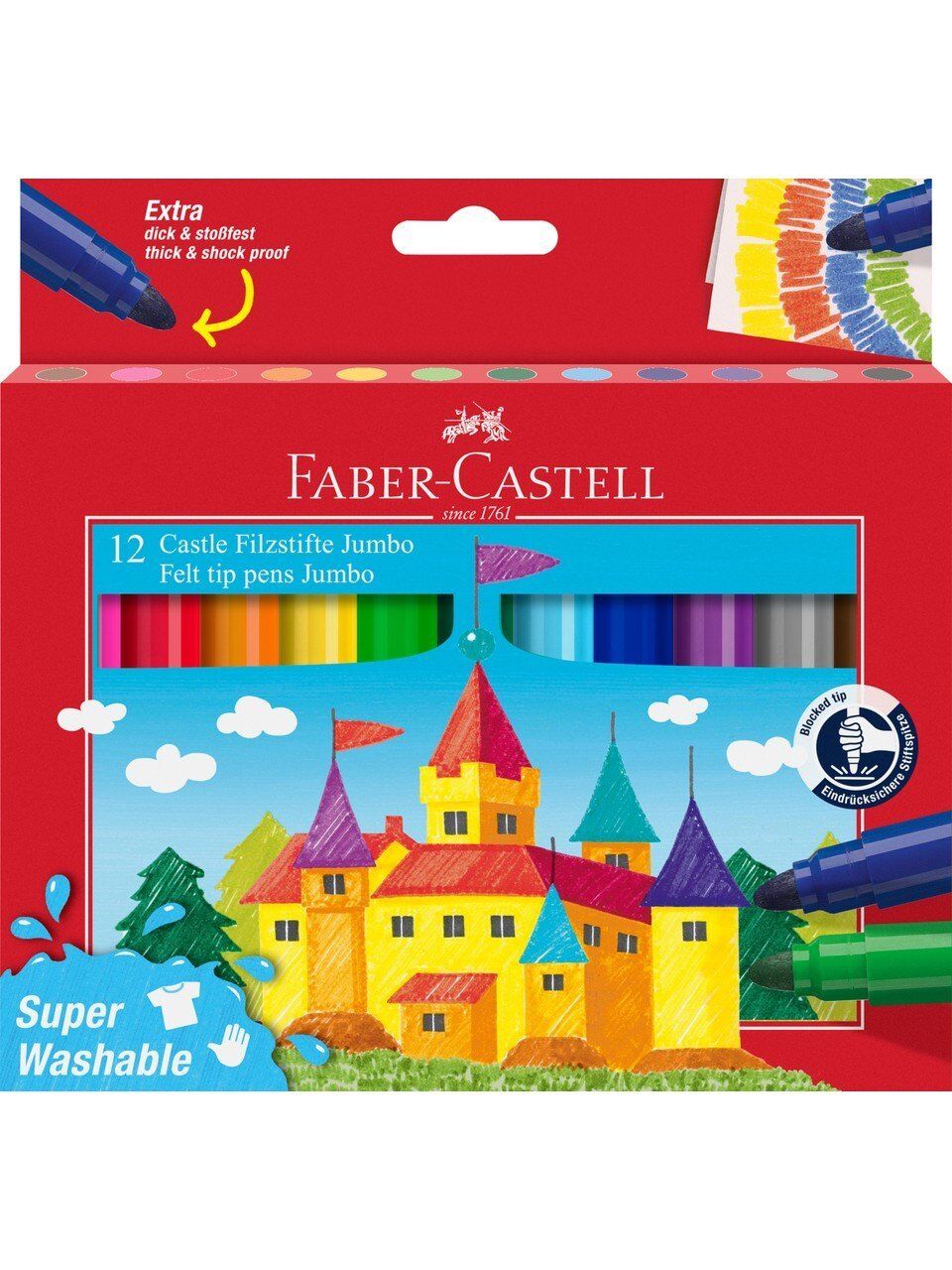 Faber Castell Jumbo Keçeli Kalem 12 Renk Yıkanabilir SüperWashable