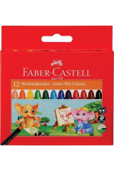 Faber Castell Jumbo Mum Boya 12 Renk Wax Crayons Süper Yıkanabilir 12 Renk