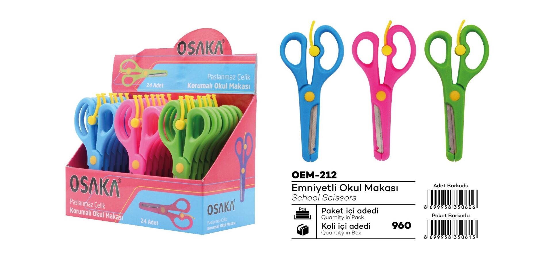 Osaka Korumalı Küt Uçlu Öğrenci Makası