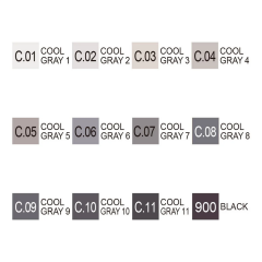 Zig Kurecolor Twin S Marker Kalem 12 Renk Set Cool Grey Colors