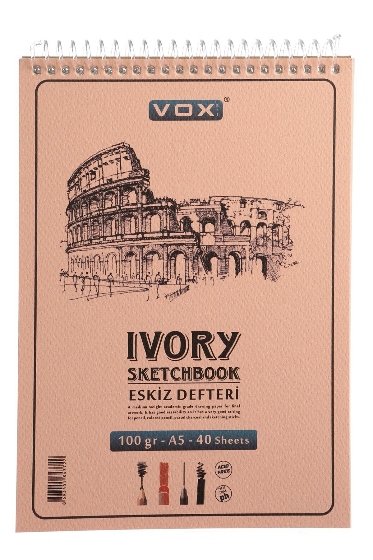 Vox Eskiz Çizim Defteri A5 Krem 100 gr 40 Sayfa