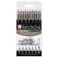 Sakura Pigma Micron Teknik ve İllüstrasyon Çizim Kalem Seti Siyah Edition 6+1