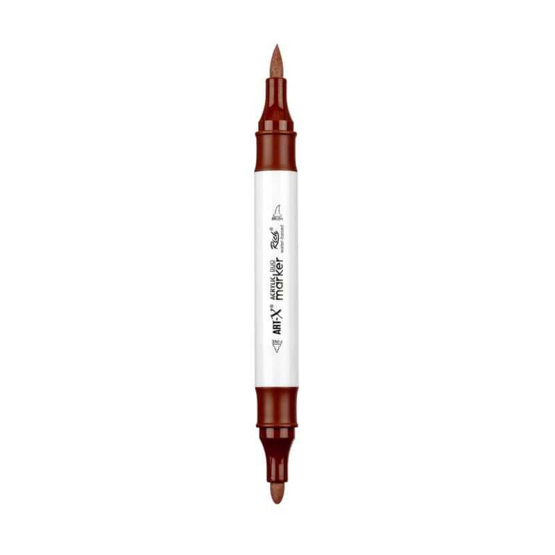 Rich Art-X Acrylic Duo Marker Çift Uçlu Su Bazlı Boyama Kalemi No:38 Koyu Kahve