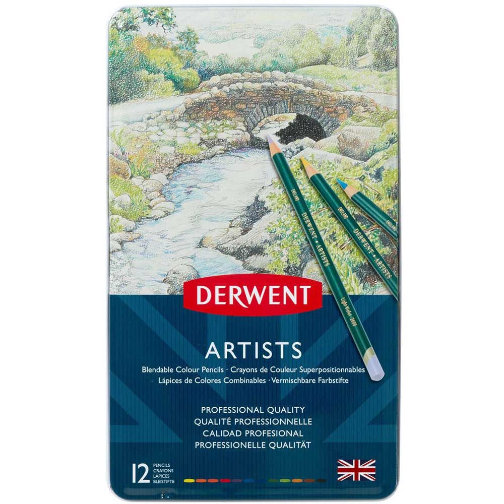 Derwent Artists Kuru Boya Kalemi Metal Kutu 12'li