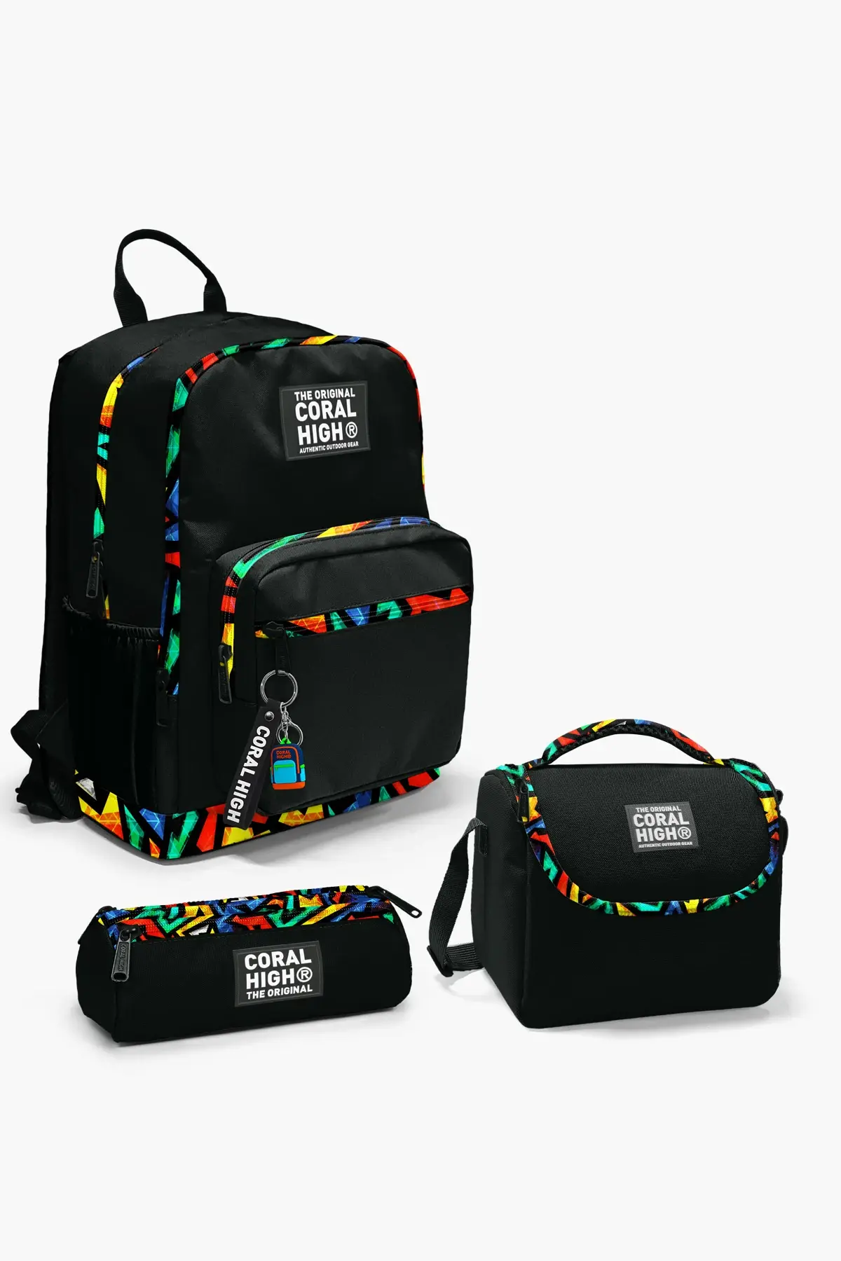 Coral High Kids Siyah Grafiti Desenli 3’lü Okul Çanta Seti SET0123633