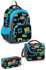 Coral High Kids Siyah Mavi Gamer Desenli 3’lü Okul Çanta Seti SET0123659