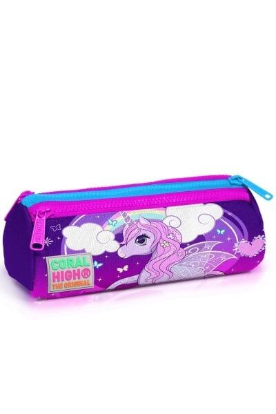 Coral High Kids Mor Pembe Unicorn Desenli Üç Bölmeli Kalem Çantası 22008