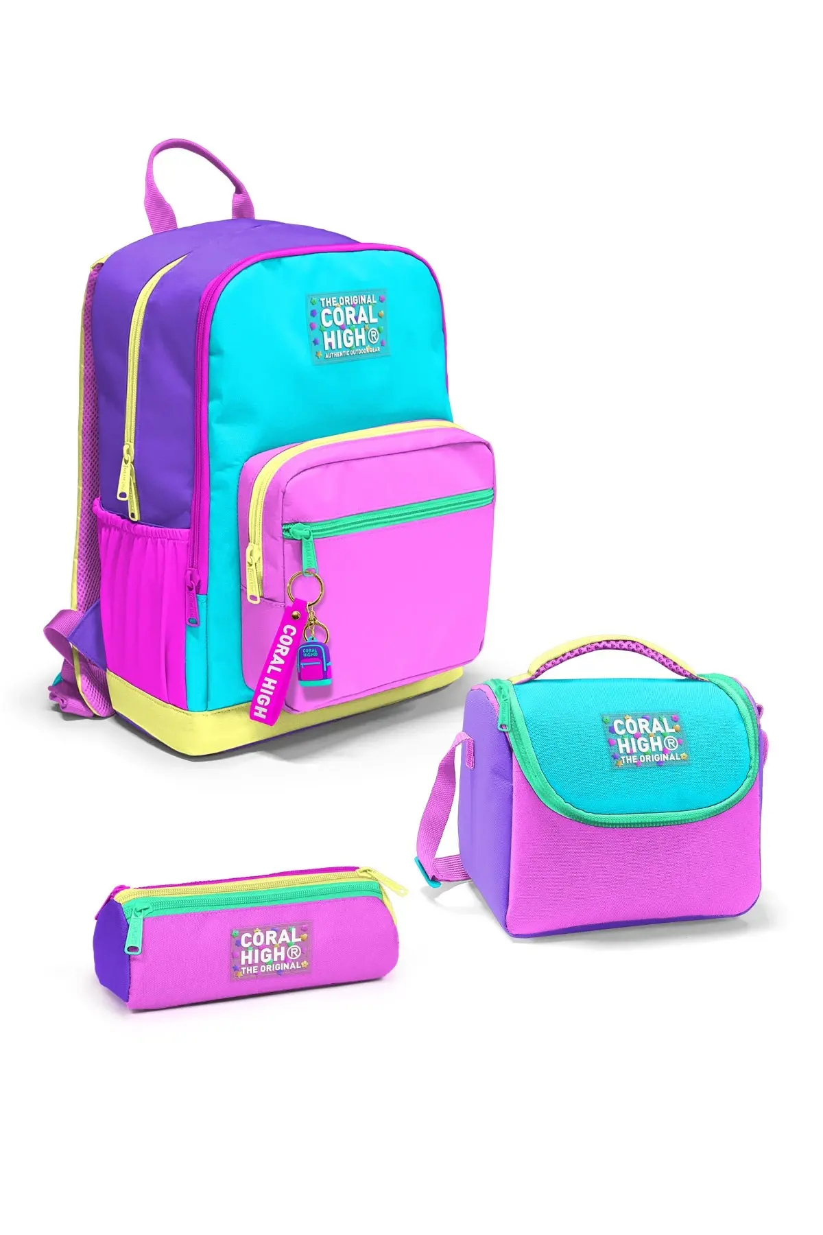 Coral High Kids Çok Renkli Desenli 3’lü Okul Çanta Seti SET0123676
