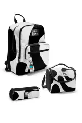 Coral High Kids Siyah Beyaz Desenli 3’lü Okul Çanta Seti SET0123687