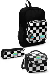 Coral High Kids Siyah Dama Desenli 3’lü Okul Çanta Seti SET0123714