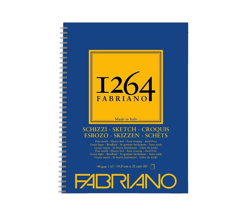 Fabriano 1264 Sketch Paper Eskiz Defteri 90 gr A5 60 yp Yandan Spiralli