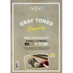 Vox Gri Tonları Karışık 5 Renk Üstten Spiralli Çizim Defteri 160 gr A4 30 Yaprak