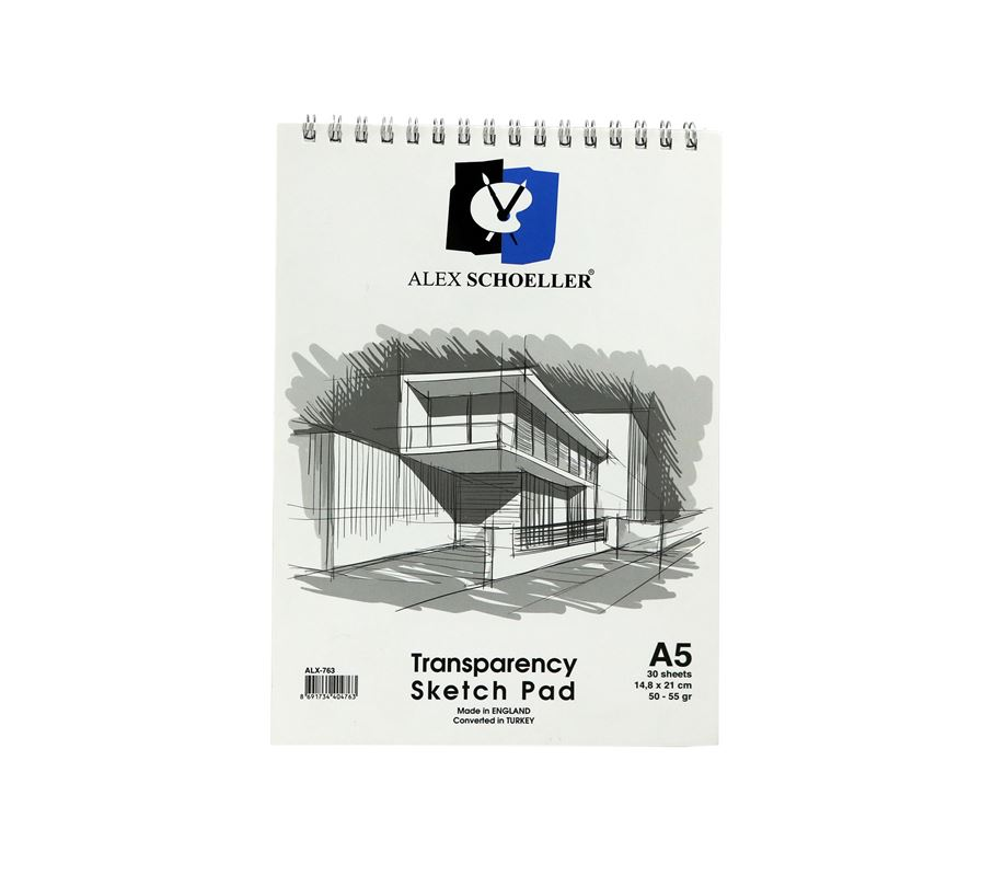 Alex Schoeller Eskiz Blok Transparan Spiralli 50/55gr A5 30 Yaprak