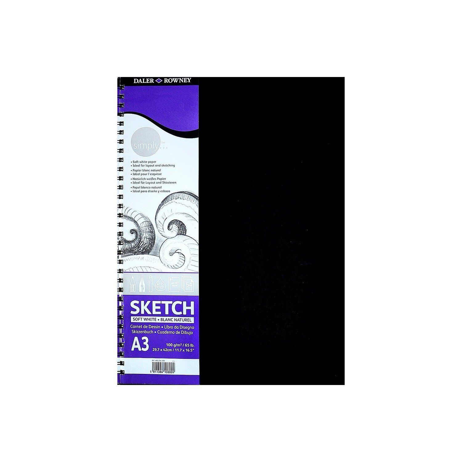 Daler Rowney Simply Soft White Sketch Defter Spiralli A3 100gr 54 Yaprak