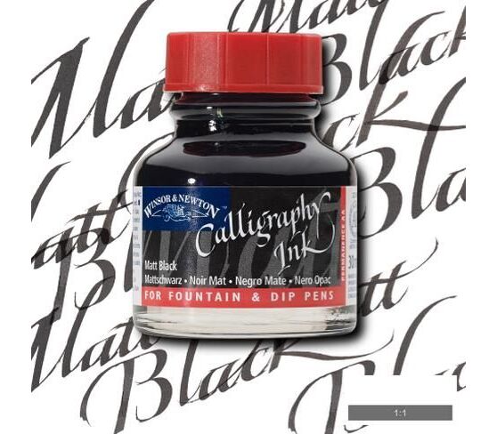 Winsor & Newton Kaligrafi Mürekkebi 30 ml. 030 Matt Black