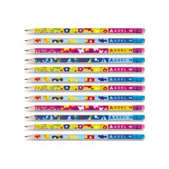 Adel Kids Desenli Yuvarlak Silgili Kurşun Kalem 4'lü