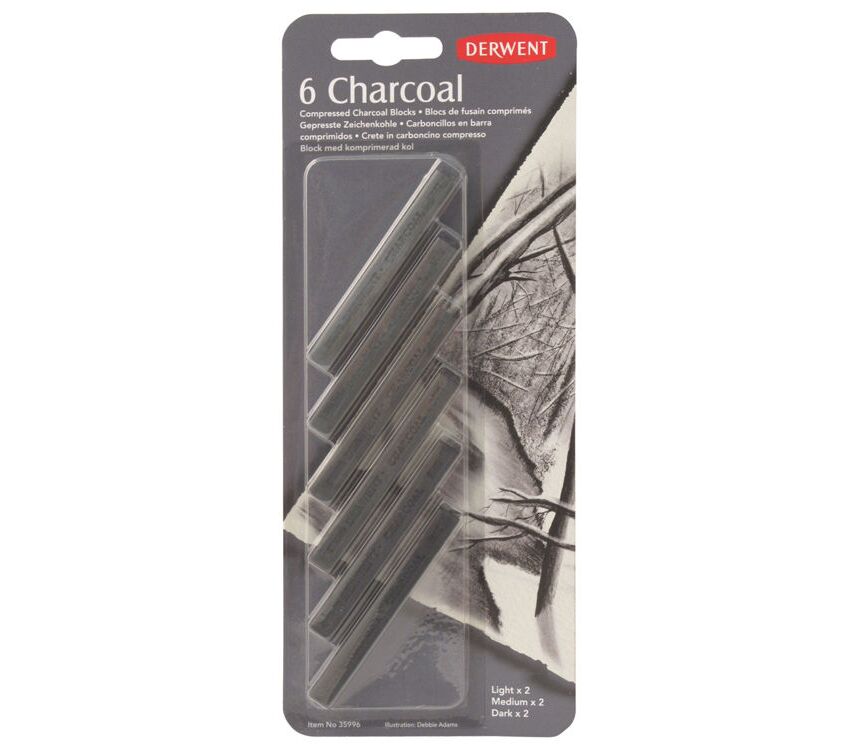 Derwent Compressed Charcoal Sıkıştırılmış Kömür Bloklar 6'lı Blister