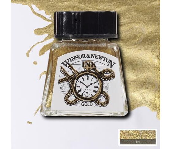 Winsor & Newton Drawing Ink Çizim ve Çini Mürekkebi 14 ml 283 Gold