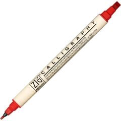 Zig Calligraphy Çift Uçlu Kaligrafi Kalemi 2 mm + 5 mm 020-Pure Red