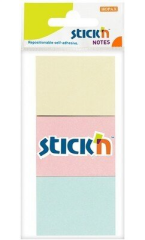 Stickn Post-it Yapışkanlı Not Kağıdı Pastel 38*51mm 3 Renk 100 Yaprak