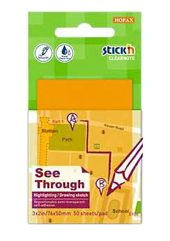 Stickn Post-it Yapışkanlı Not Kağıdı Yarı Saydam Neon Turuncu 76*51mm 50 Yaprak