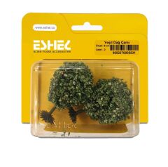 Eshel Maket Yeşil Renkli Dağ Çamı 2'li Set 8 cm