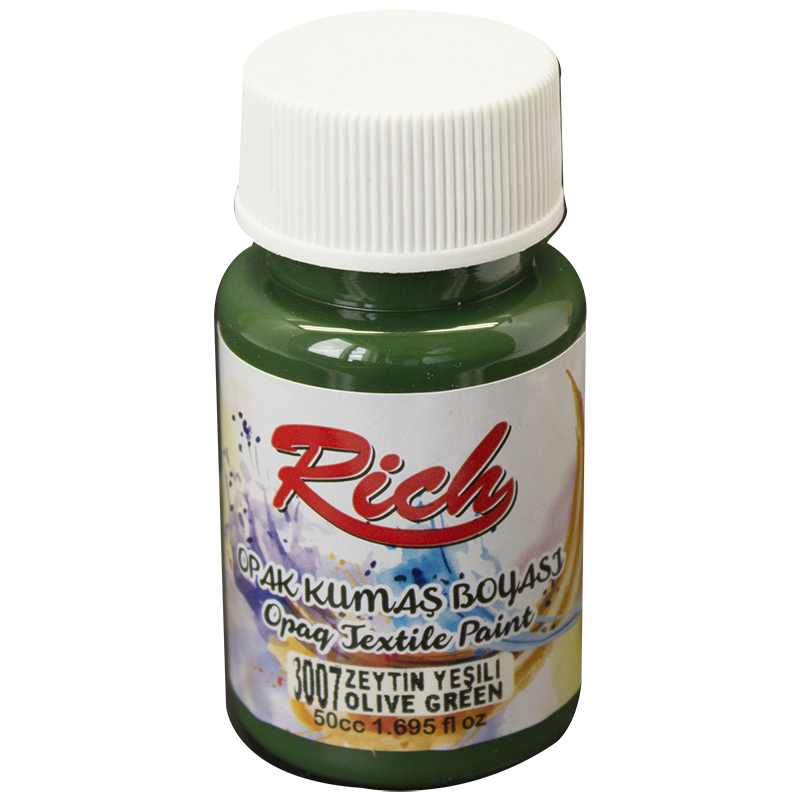 RİCH OPAK KUMAŞ BOYASI 50 CC. 3007 ZEYTİN YEŞİLİ