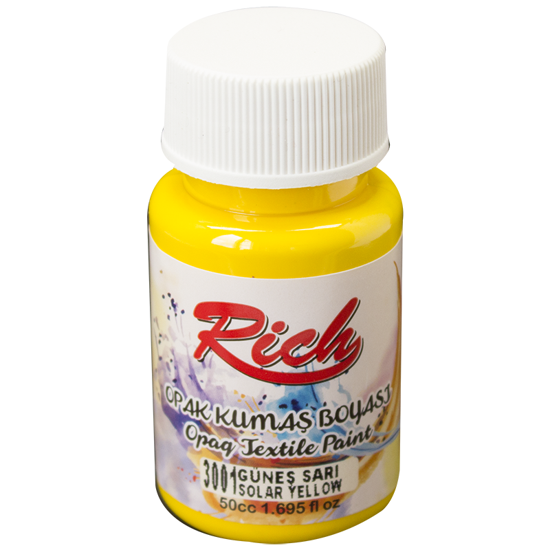 RİCH OPAK KUMAŞ BOYASI 50 CC. 3001 GÜNEŞ SARI