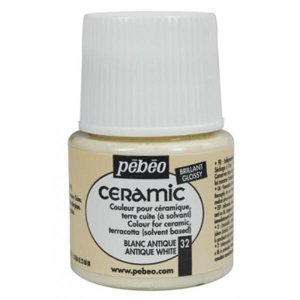 Pebeo Cam Ceramic Seramik Boyası 32 Antique White-Antik Beyaz 45ML.