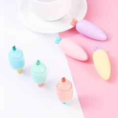 Havuç Desenli Fosforlu Kalem 6 Renk