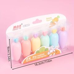 Havuç Desenli Fosforlu Kalem 6 Renk