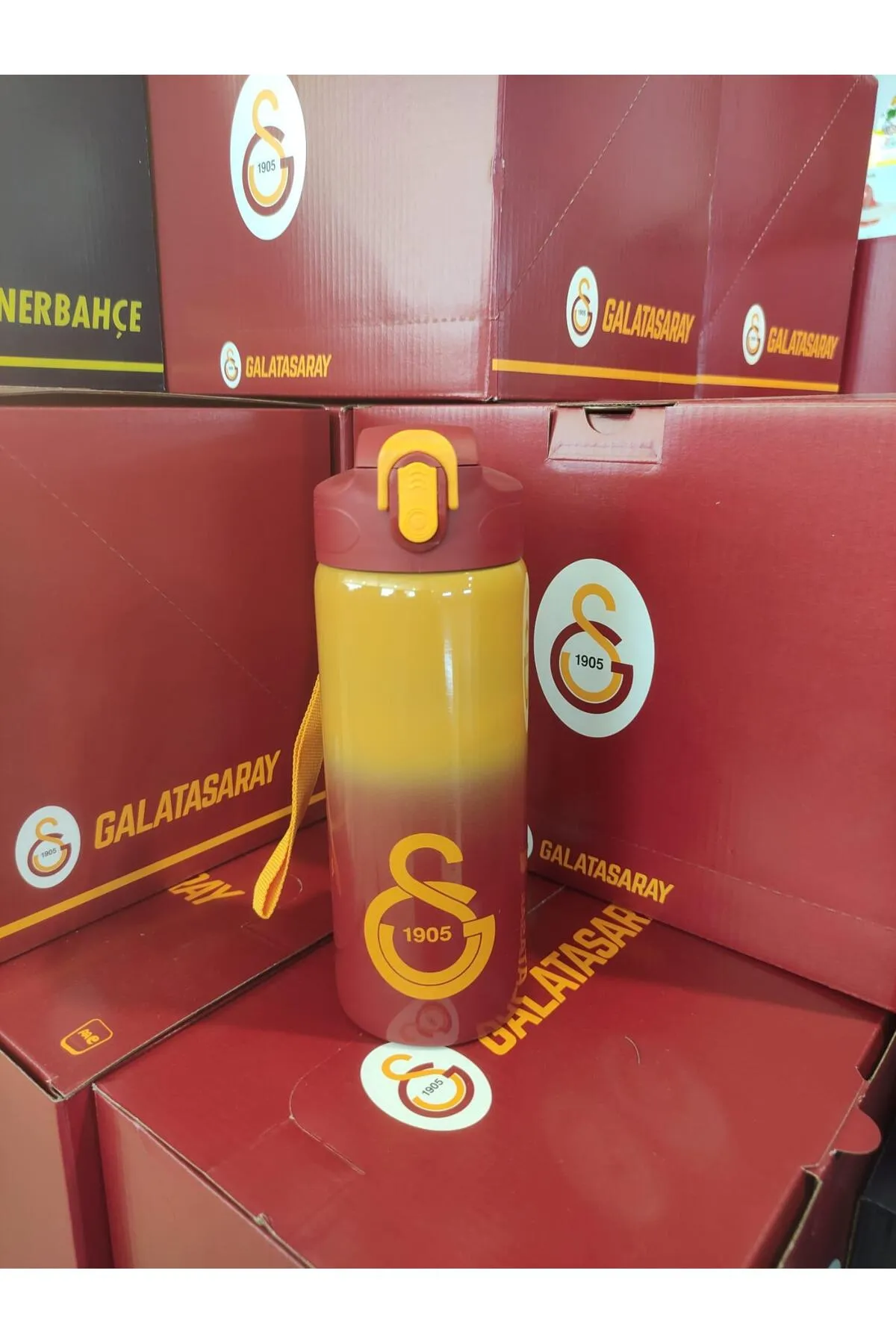 Galatasaray GS Lisanslı Çelik Suluk Matara Pipetli 500ML