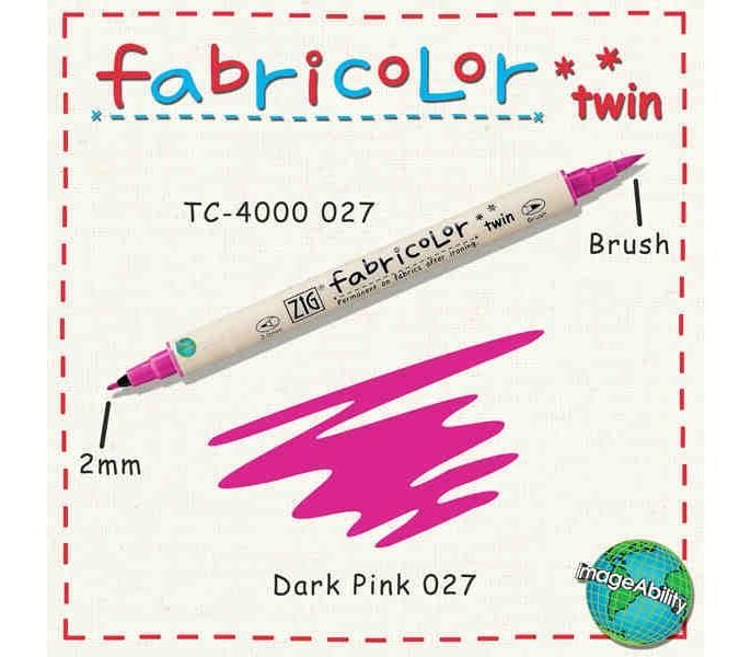Zig Fabricolor Twin Çift Uçlu Kumaş Boyama Kalemi KOYU PEMBE - DARK PINK