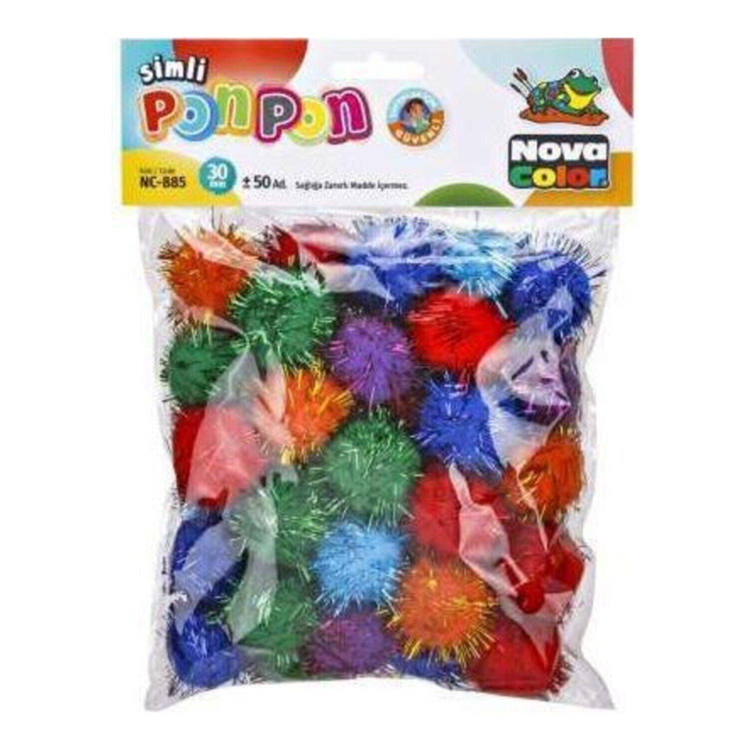 Nova Color 30 mm Simli Ponpon 50 Adet