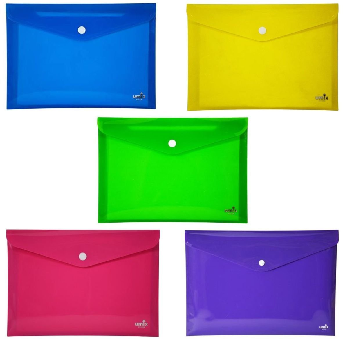 Umix A4 Renkli Çıtçıtlı Zarf Dosya