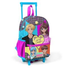 Coral High Minik Yuva Çekçekli Sırt Çantası Gri Mavi Pembe Anime Desenli İki Bölmeli 24037