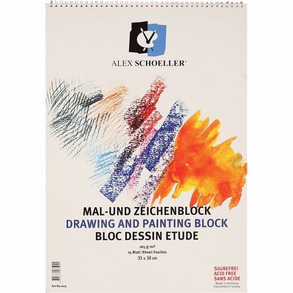 Alex Schoeller 165gr Çizim ve Resim Spiralli Blok 15 Sayfa 35*50cm