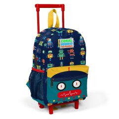 Coral High Minik Yuva Çekçekli Sırt Çantası Lacivert Civit Robot Desenli İki Bölmeli 24012