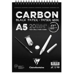 Clairefontaine Carbon 120gr Siyah Üstten Spiralli Resim Blok 20 Sayfa A5