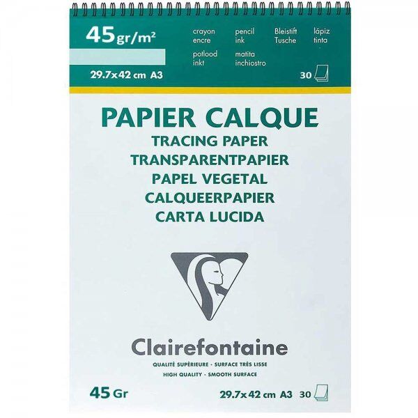 Clairefontaine Aydınger Eskiz 45gr Sketch Çizim Spiralli Blok 30 Sayfa A3