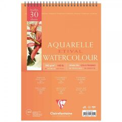 Clairefontaine Etival Cold Pressed 300gr Spiralli Sulu Boya Blok 30 Sayfa A4