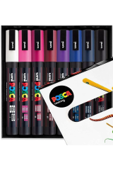 Uni Posca PC-5M Boyama Markörü 1.8-2.5 mm Gece Yarısı Renkler 8'li Set