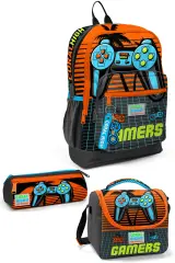 Coral High Kids Gri Turuncu Gamer Desenli 3’lü Okul Çanta Seti SET0123746