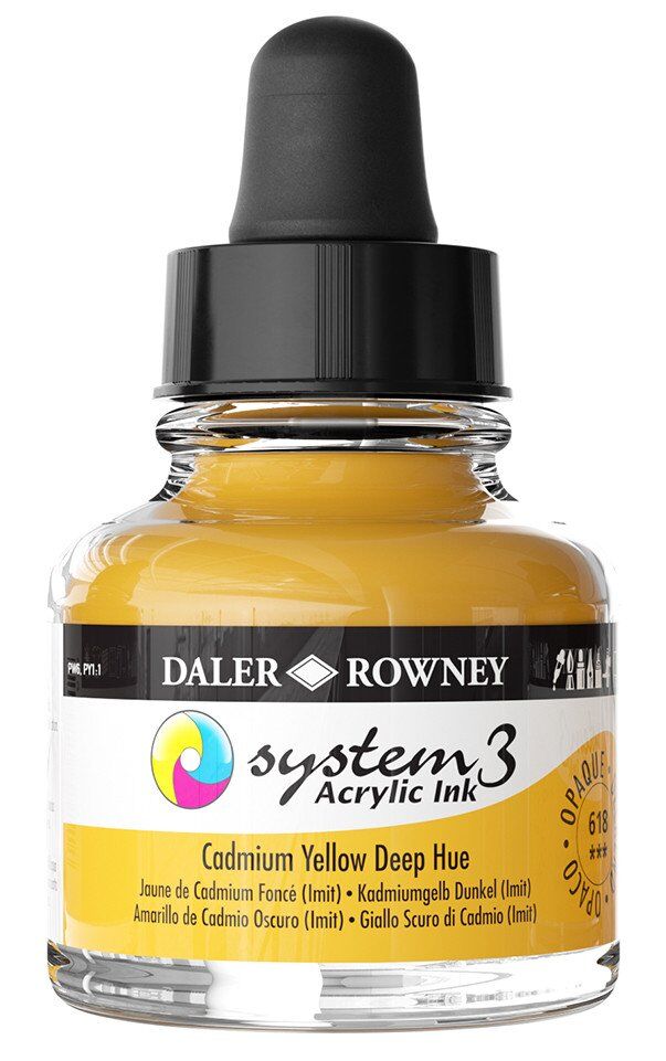Daler Rowney System 3 Sıvı Akrilik Mürekkep Boya 29.5ml 618 Cadmium Yellow Deep Hue